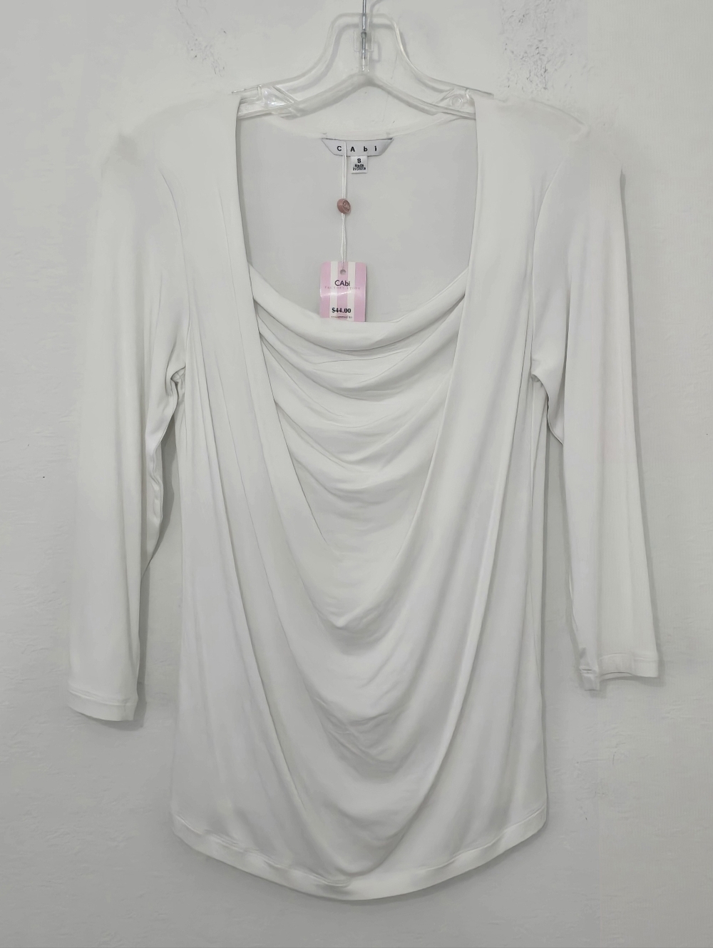 CAbi Draped Front 3/4 Sleeve Top White